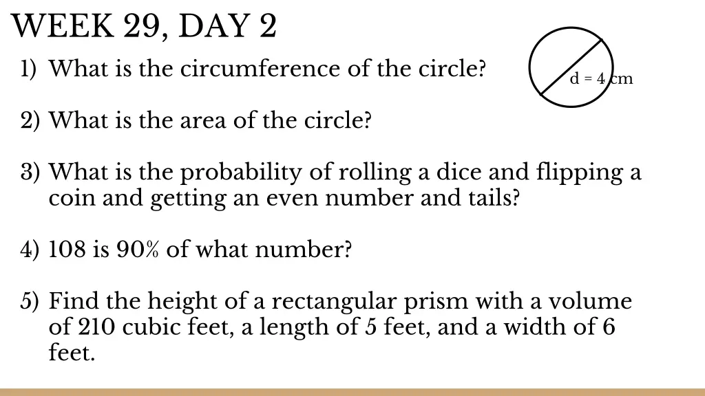 week 29 day 2 1 what is the circumference