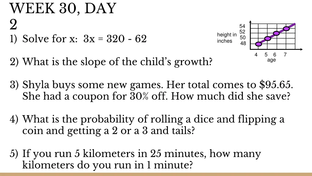 week 30 day 2 1 solve for x 3x 320 62