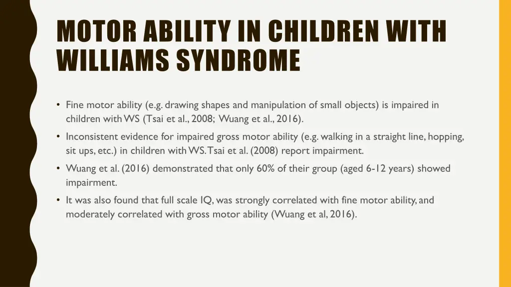 motor ability in children with williams syndrome