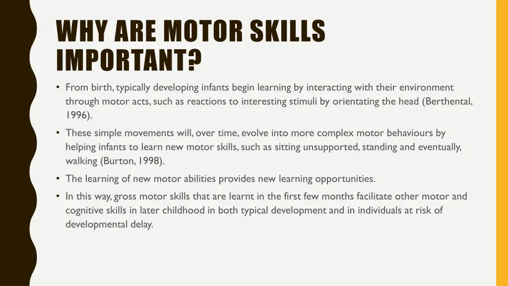 why are motor skills important from birth