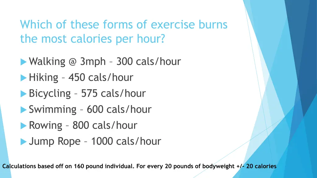 which of these forms of exercise burns the most