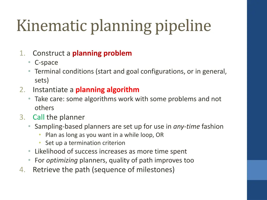 kinematic planning pipeline