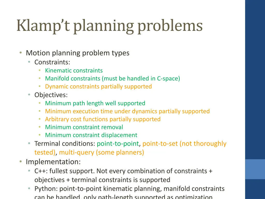 klamp t planning problems