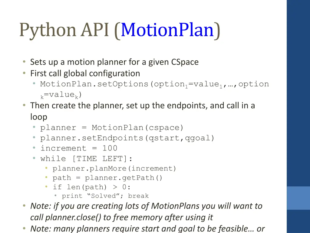 python api motionplan