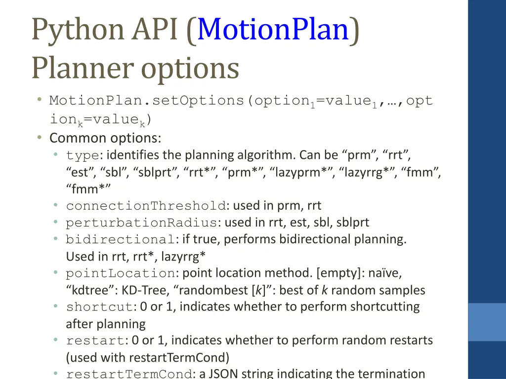 python api motionplan planner options motionplan