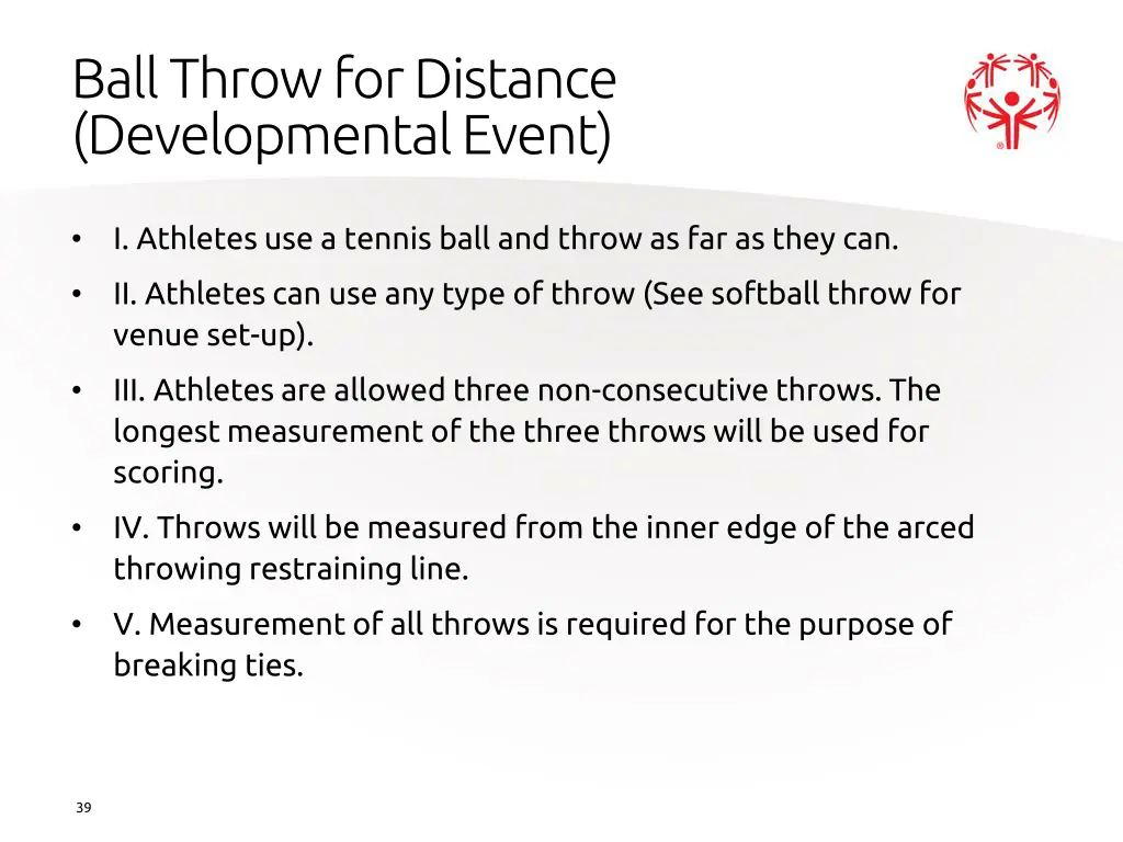 ball throw for distance developmental event