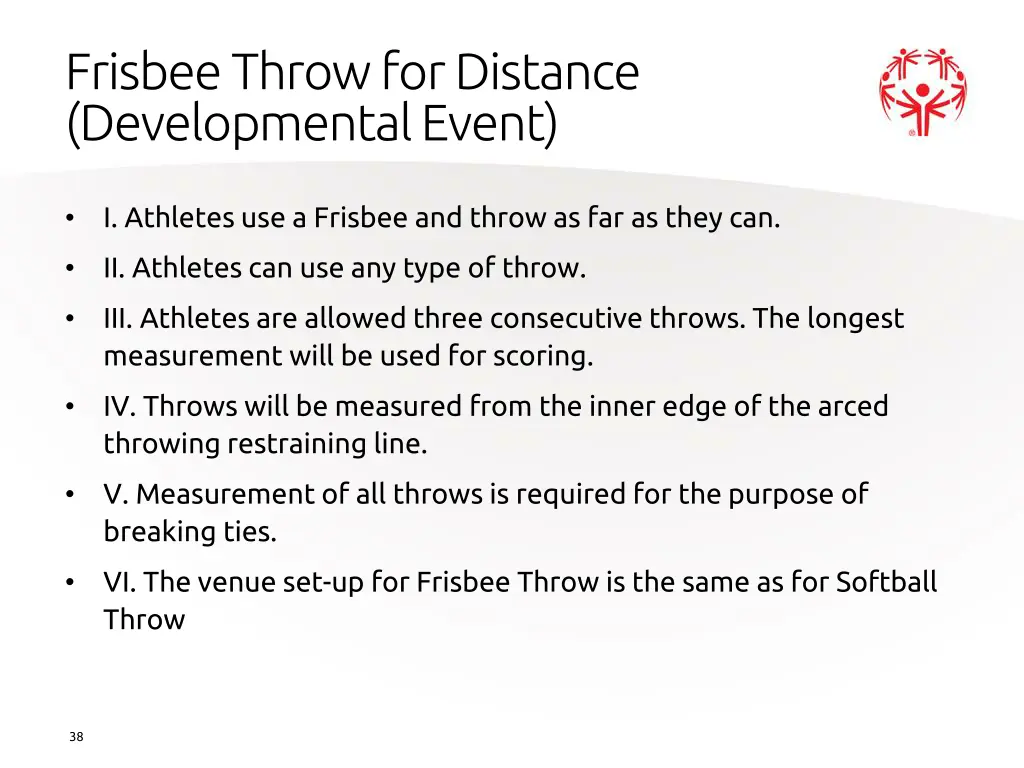 frisbee throw for distance developmental event