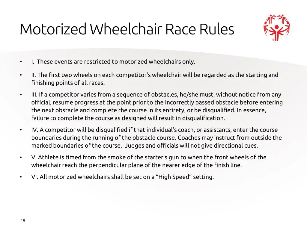 motorized wheelchair race rules