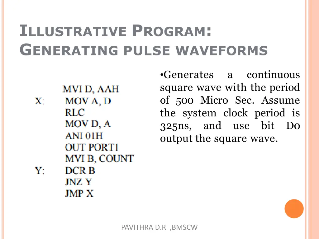 i llustrative p rogram g enerating pulse waveforms