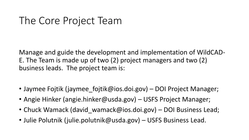 the core project team