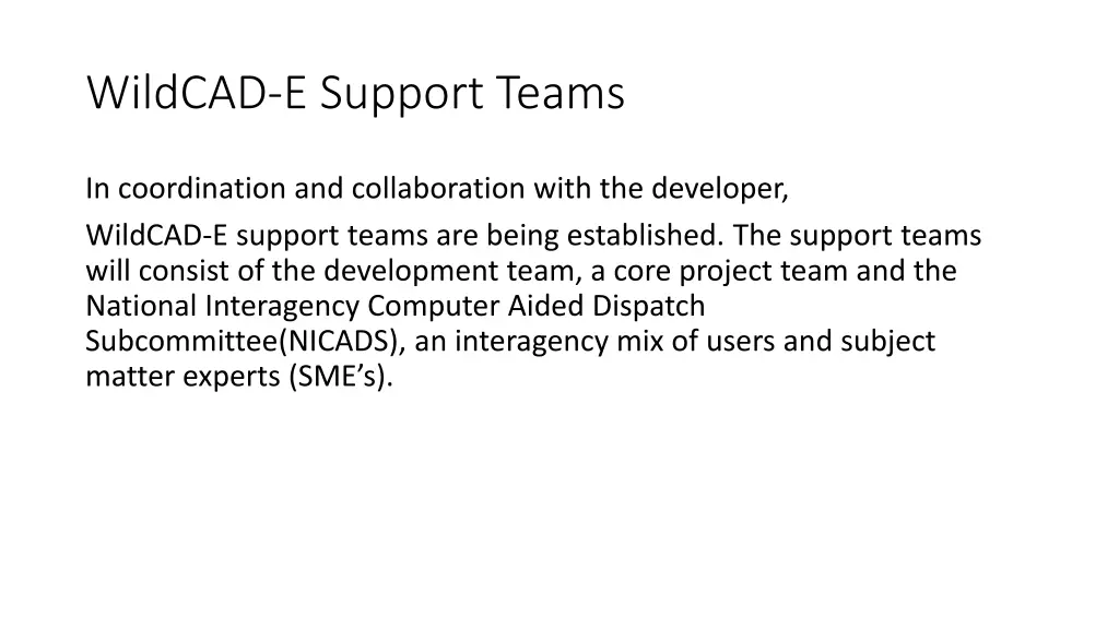 wildcad e support teams