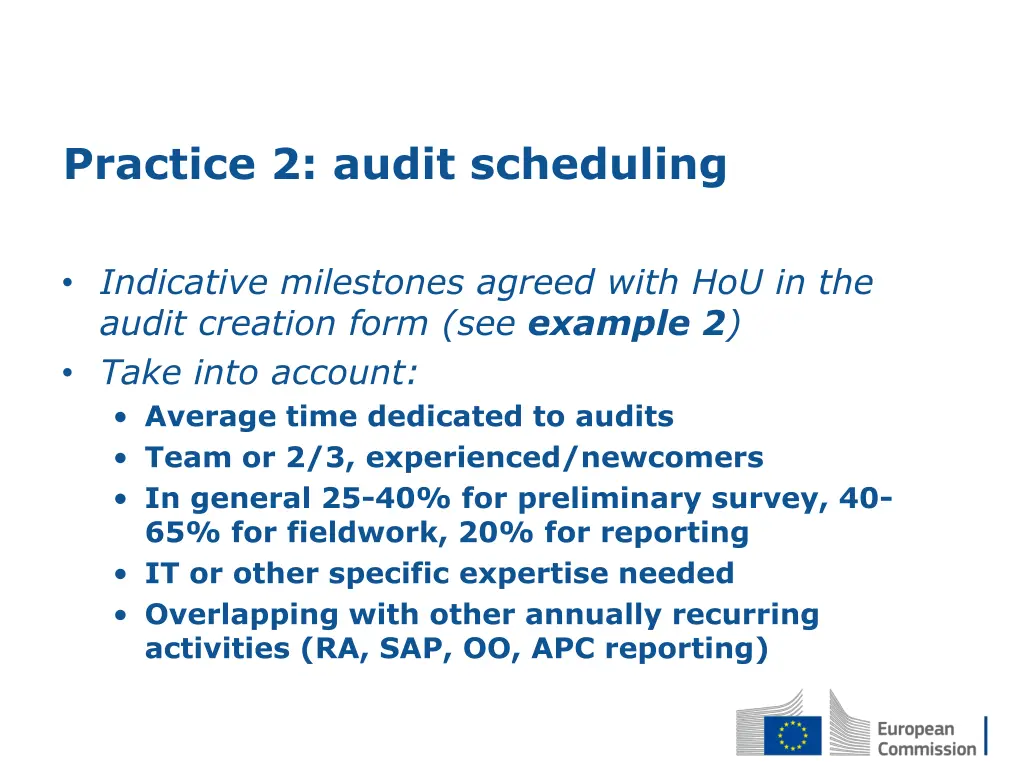 practice 2 audit scheduling