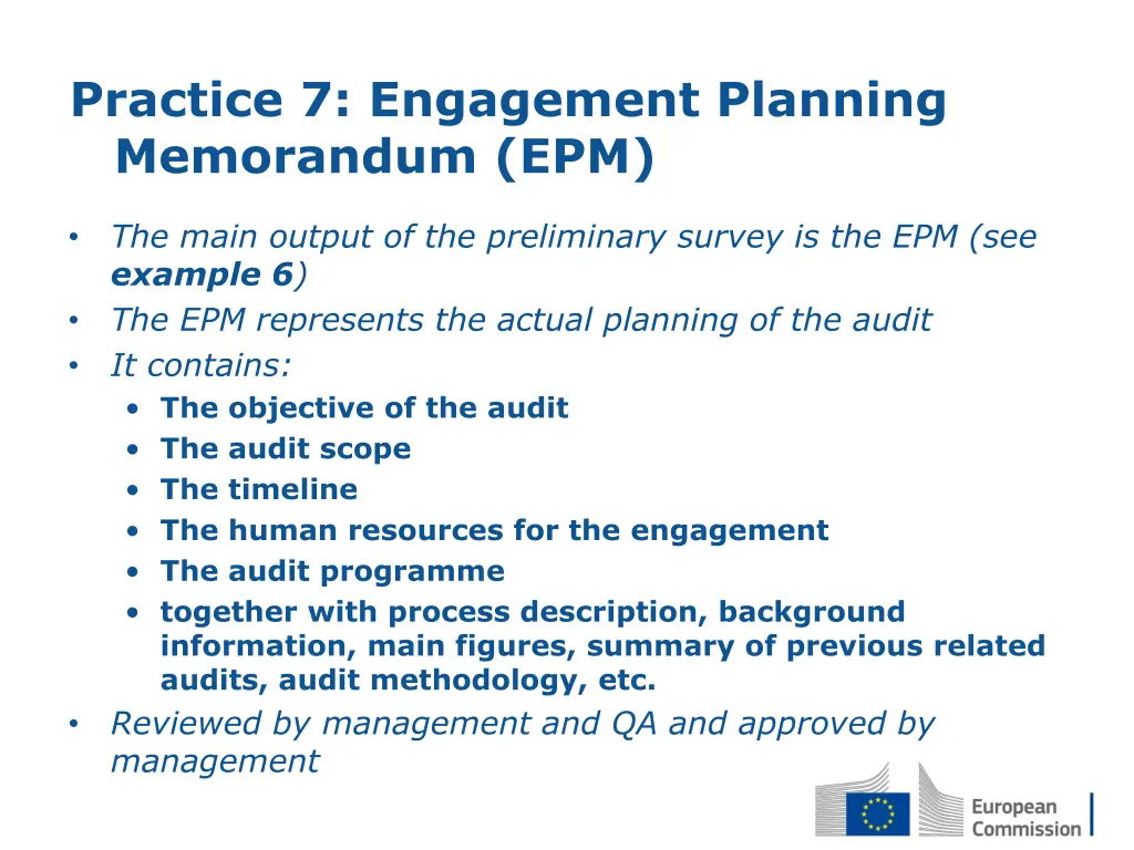 practice 7 engagement planning memorandum epm