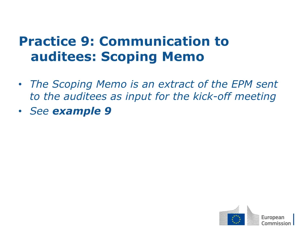 practice 9 communication to auditees scoping memo