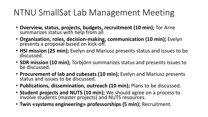 ntnu smallsat lab management meeting