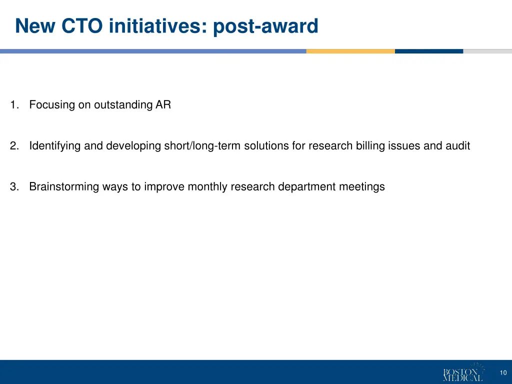 new cto initiatives post award