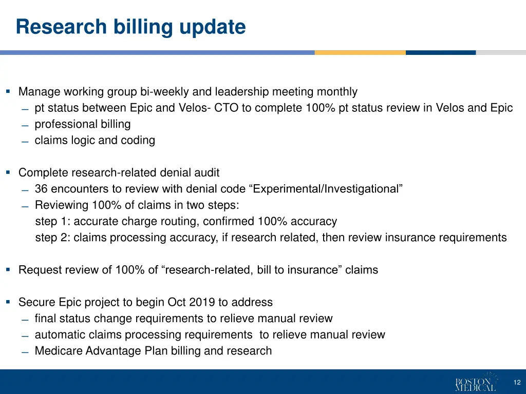 research billing update