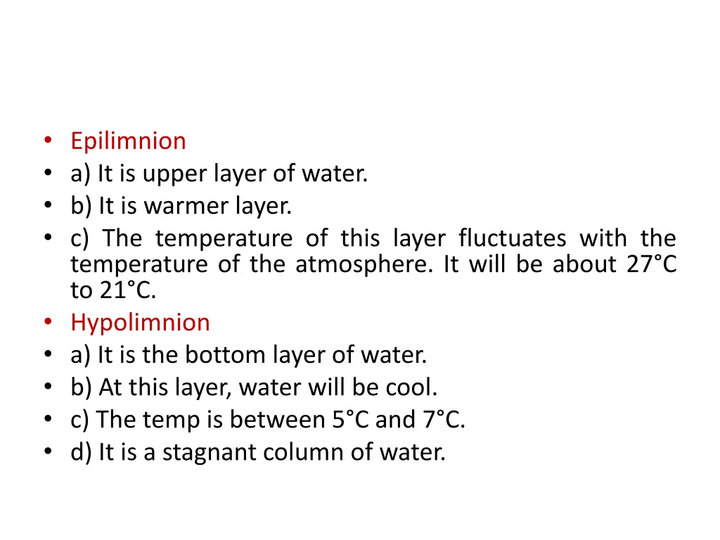 epilimnion a it is upper layer of water