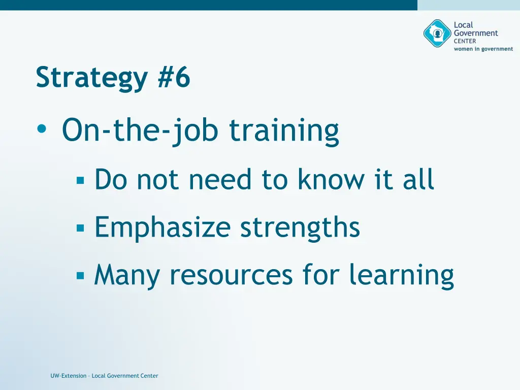 strategy 6 on the job training