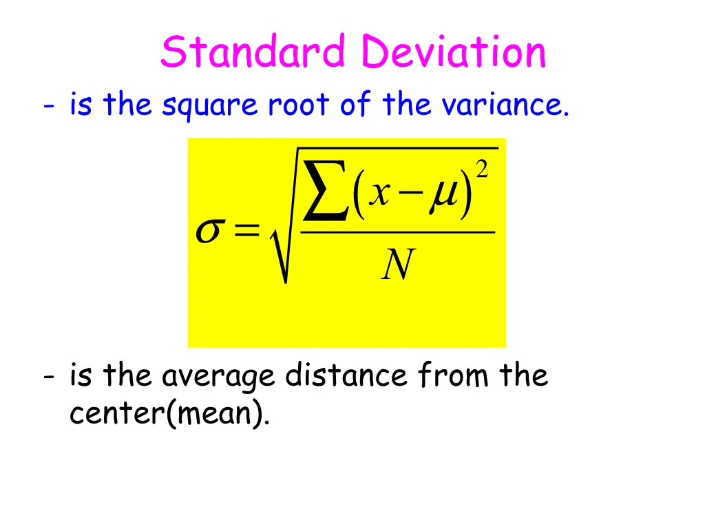 standard deviation is the square root