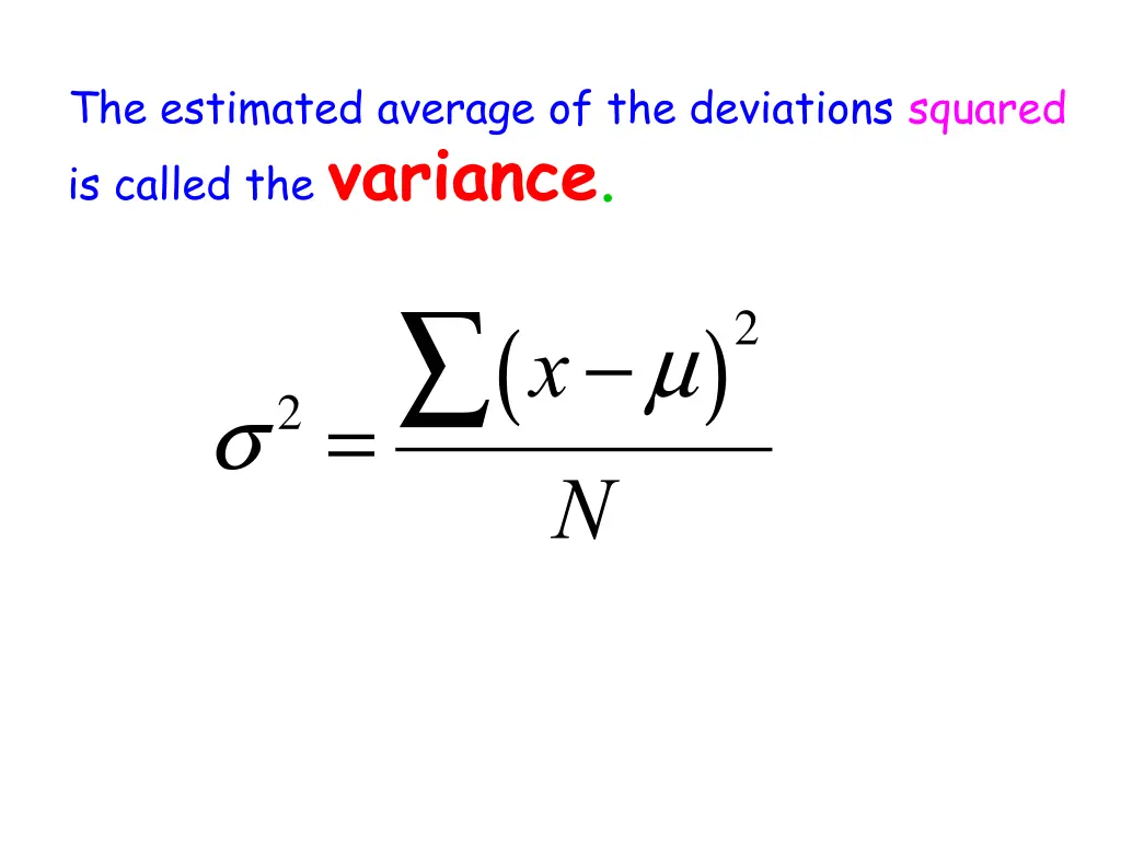 the estimated average of the deviations squared