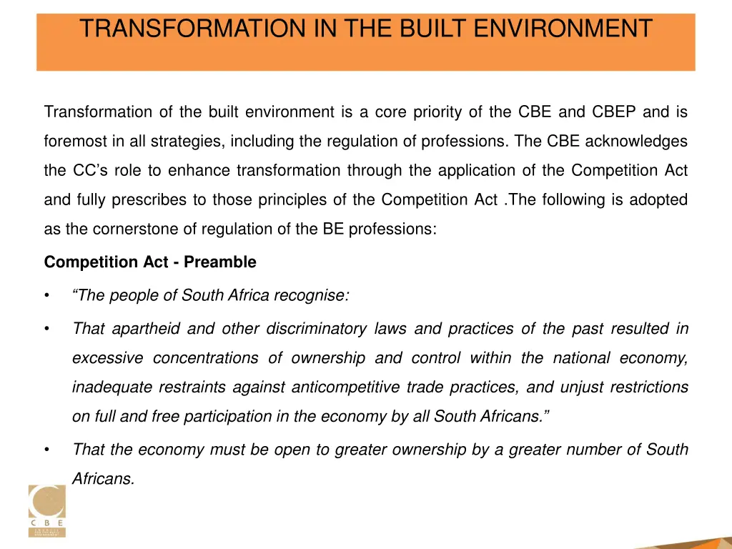 transformation in the built environment