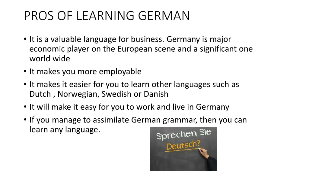 pros of learning german