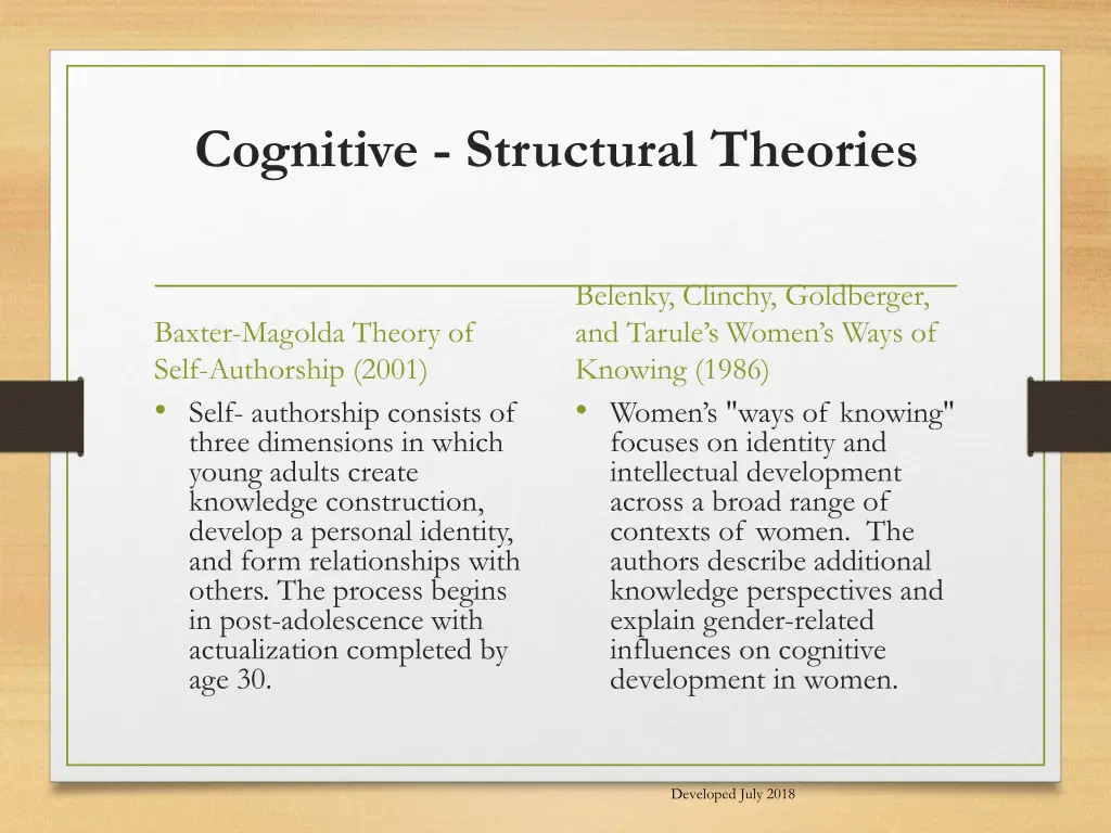 cognitive structural theories 1