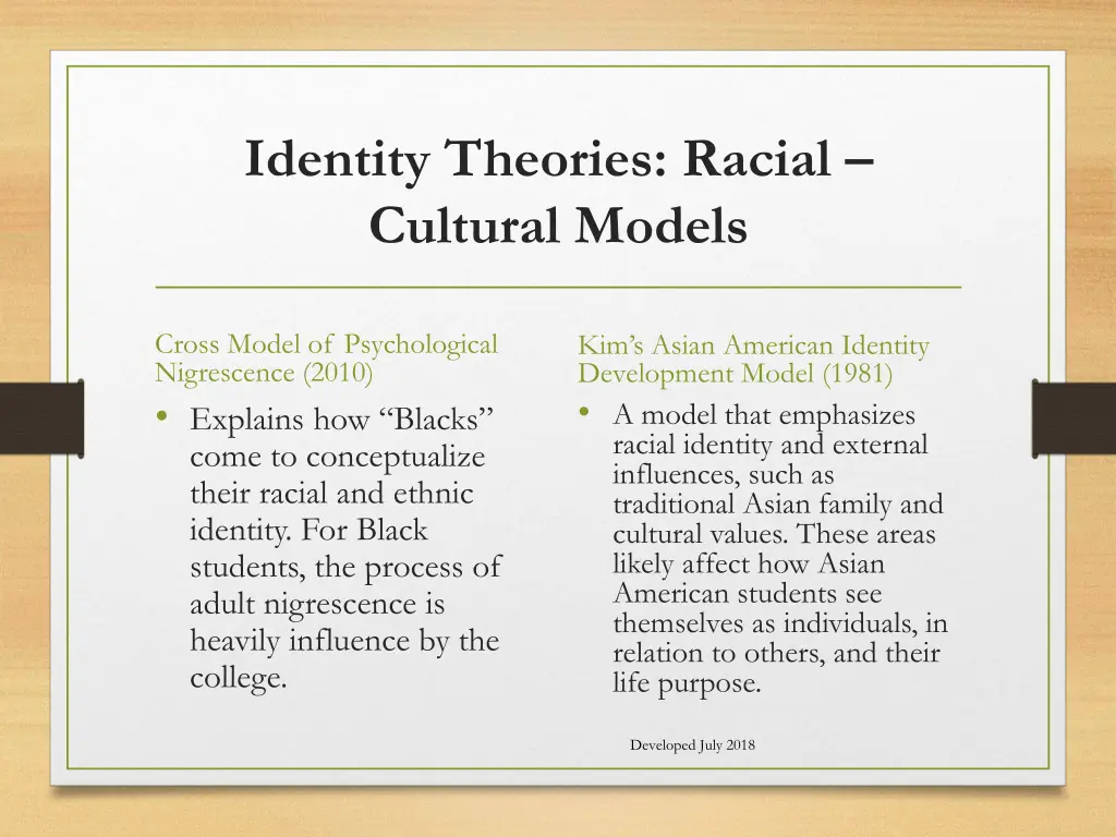 identity theories racial cultural models