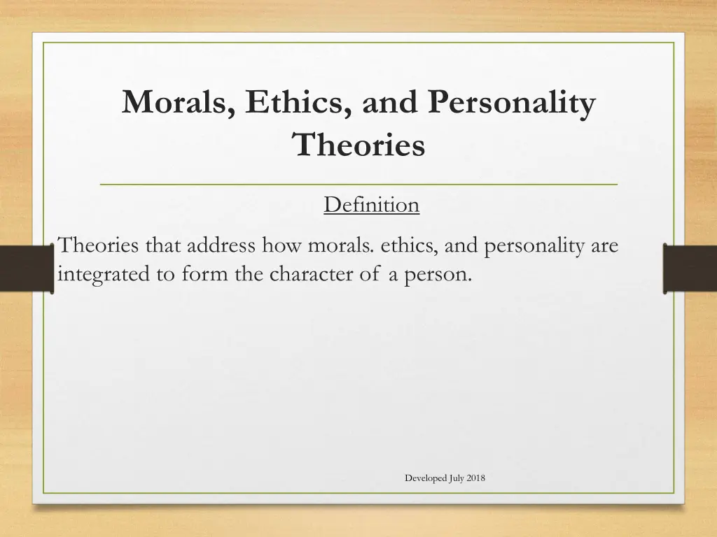 morals ethics and personality theories