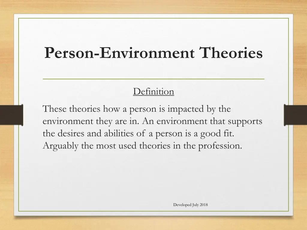 person environment theories