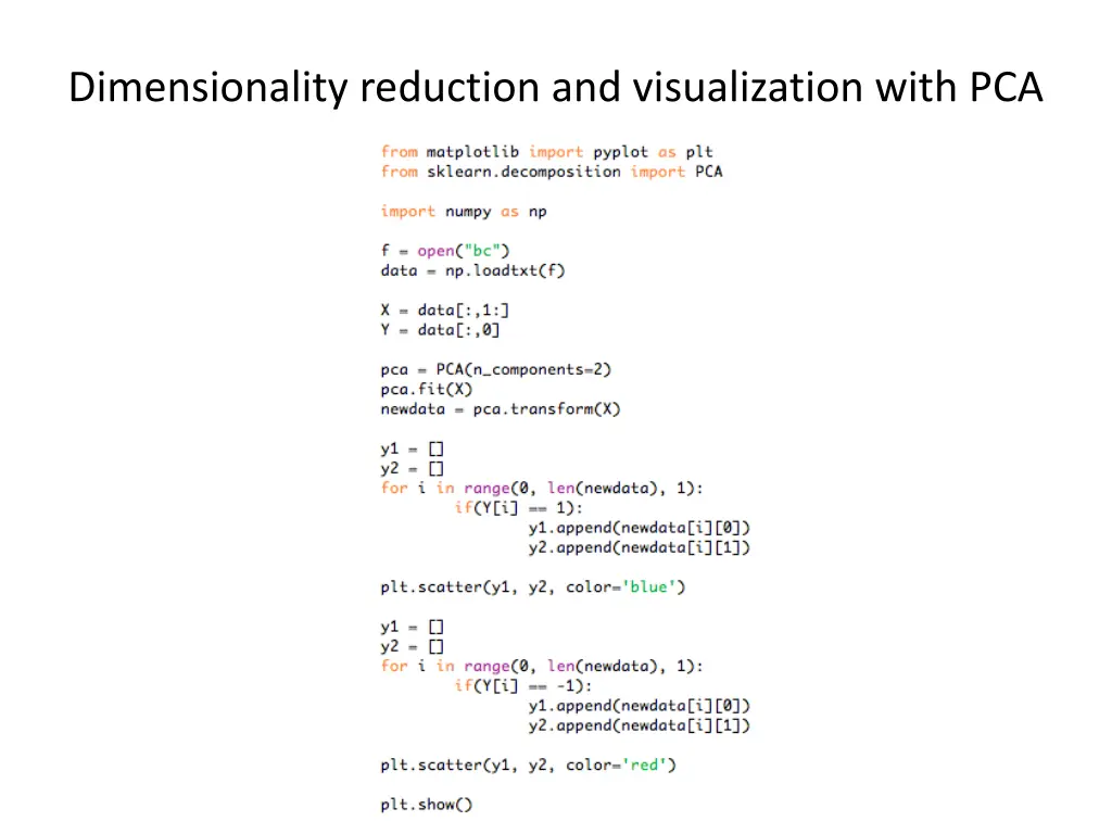 dimensionality reduction and visualization with