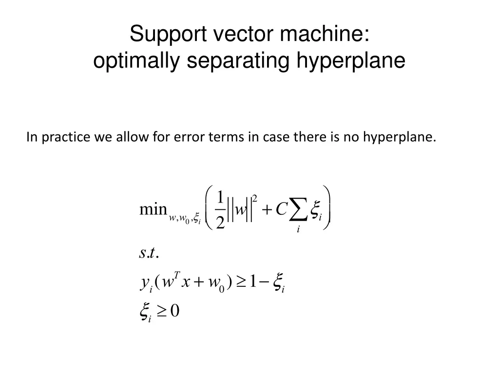 support vector machine optimally separating