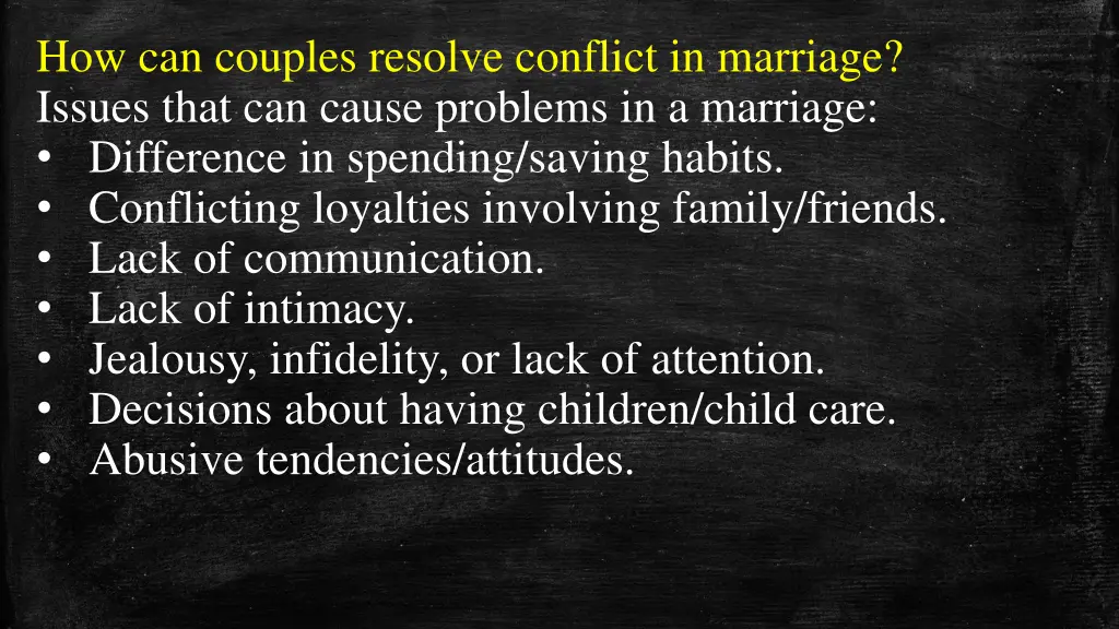 how can couples resolve conflict in marriage