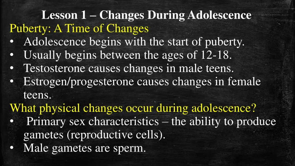 lesson 1 changes during adolescence puberty