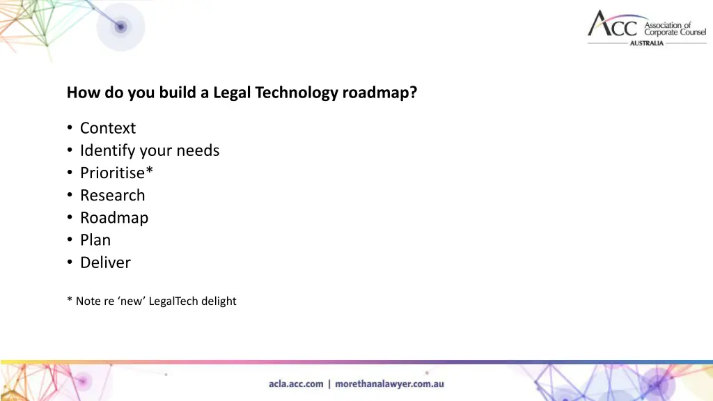 how do you build a legal technology roadmap