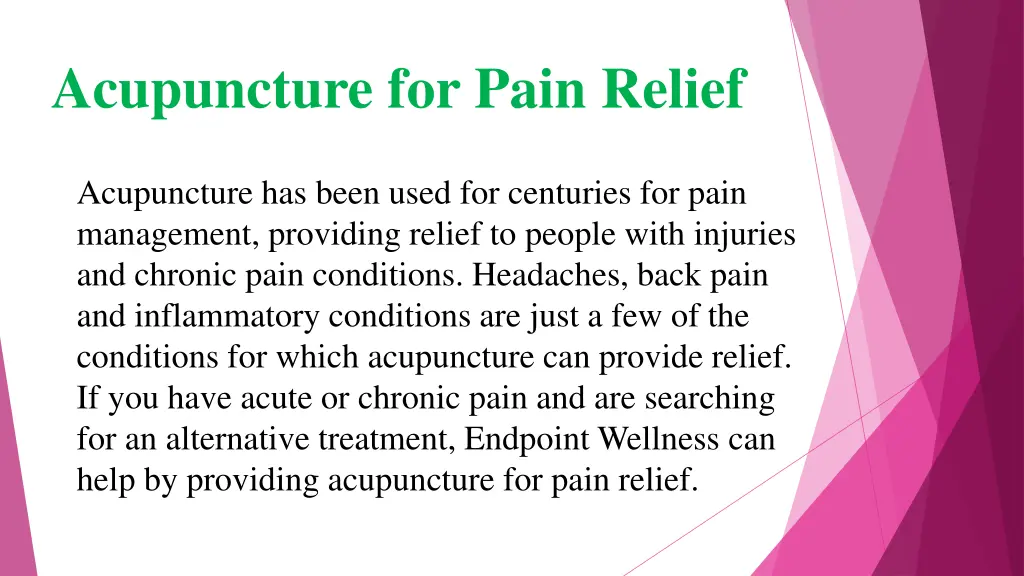 acupuncture for pain relief