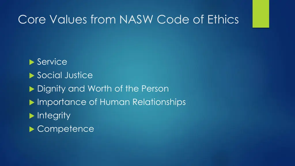 core values from nasw code of ethics