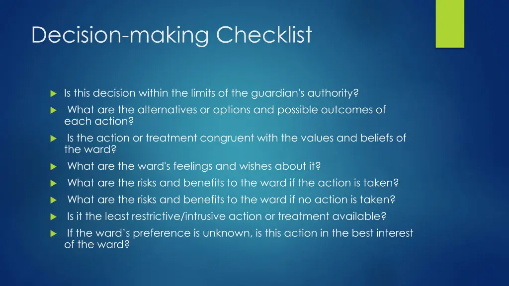 decision making checklist