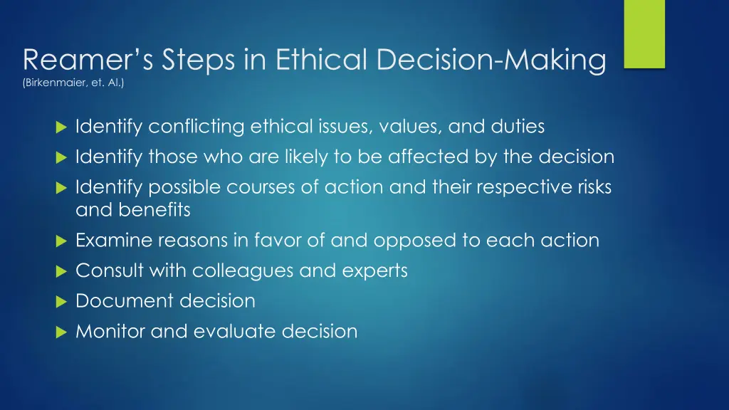 reamer s steps in ethical decision making