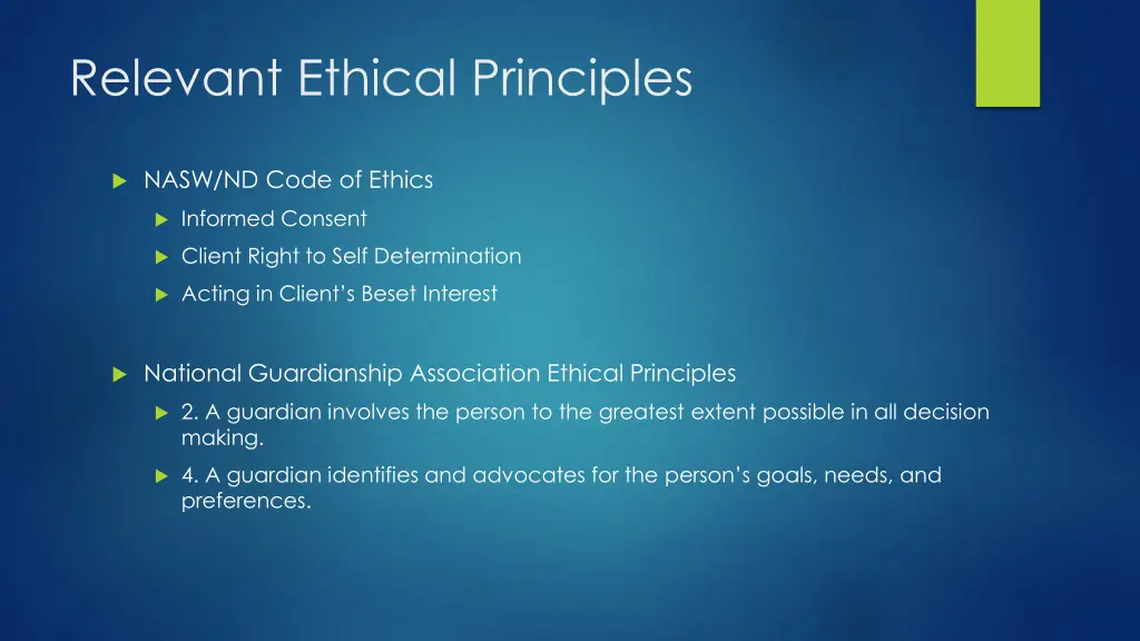 relevant ethical principles 1