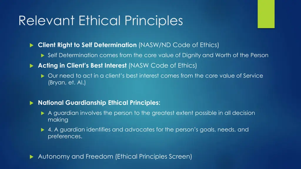 relevant ethical principles