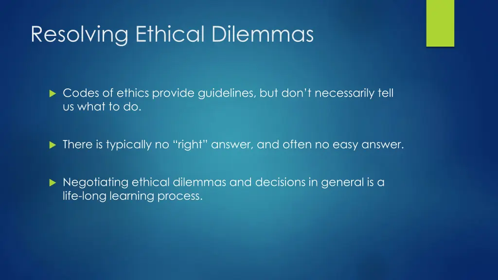 resolving ethical dilemmas