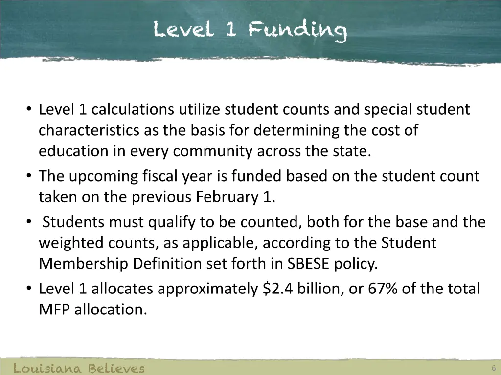 level 1 funding