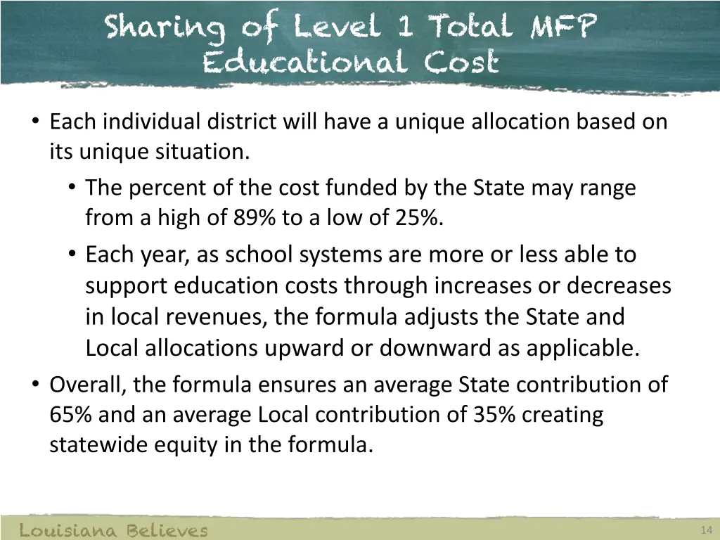 sharing of level 1 total mfp educational cost 3