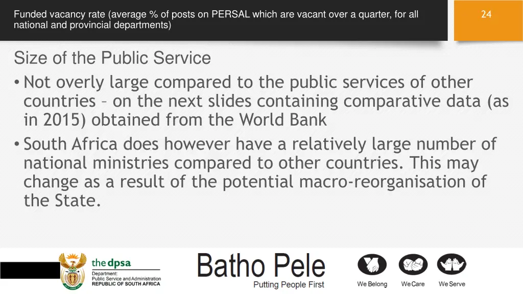 funded vacancy rate average of posts on persal