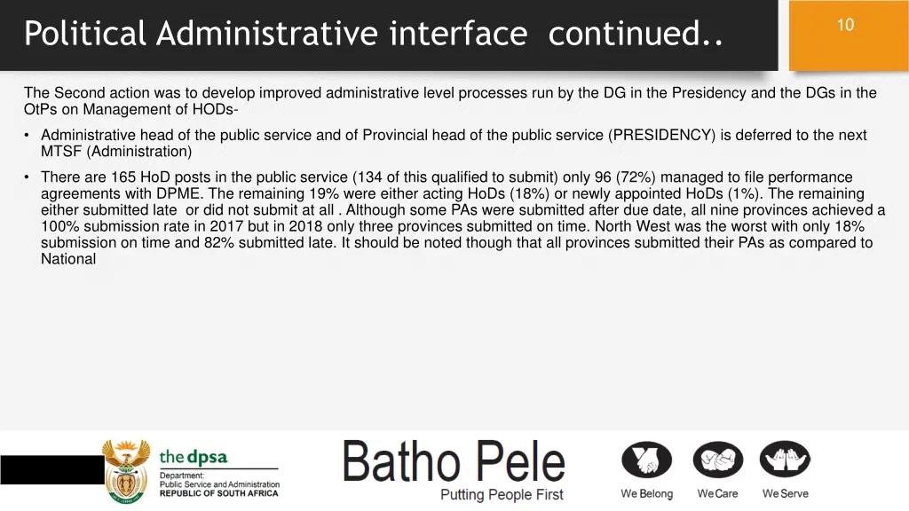 political administrative interface continued