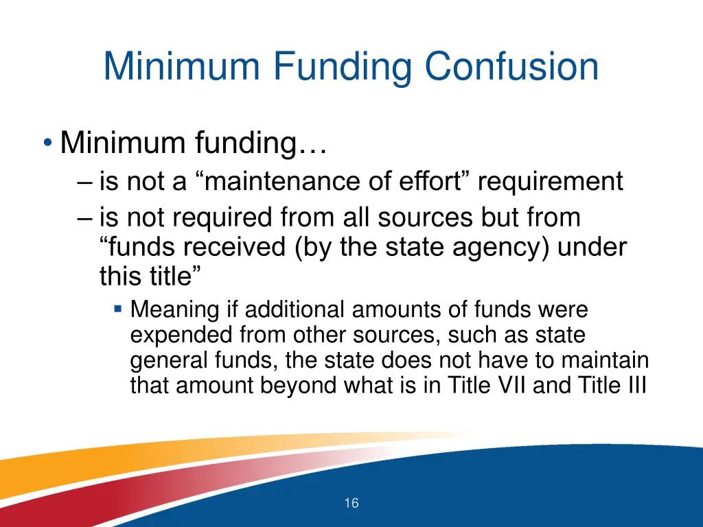 minimum funding confusion