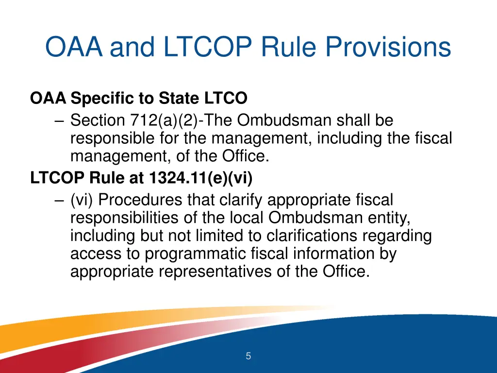 oaa and ltcop rule provisions