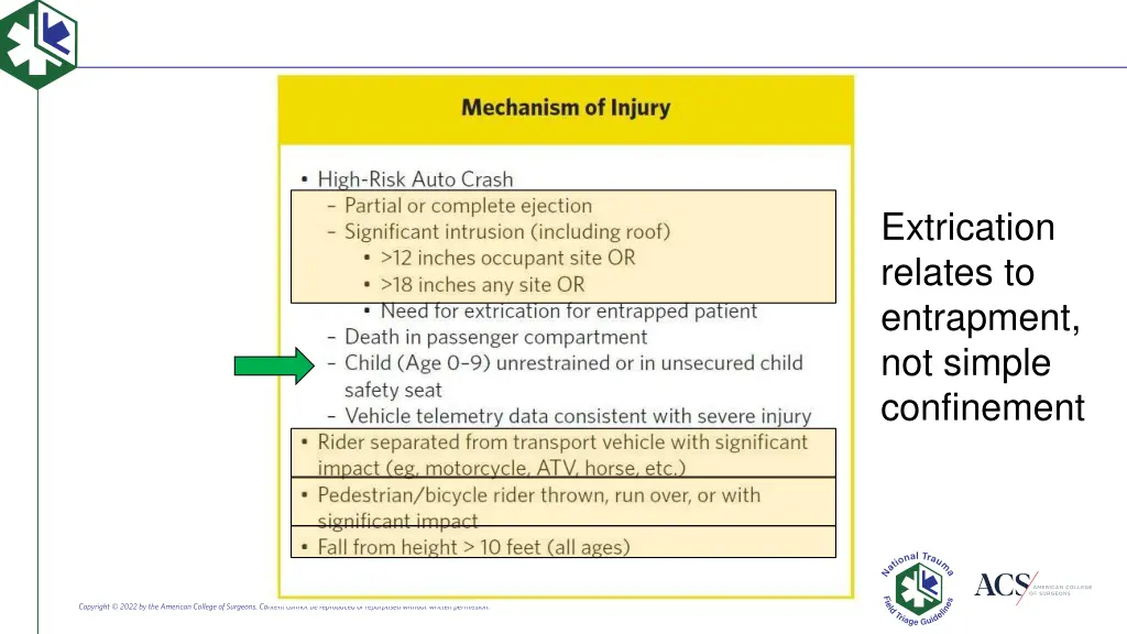 extrication relates to entrapment not simple